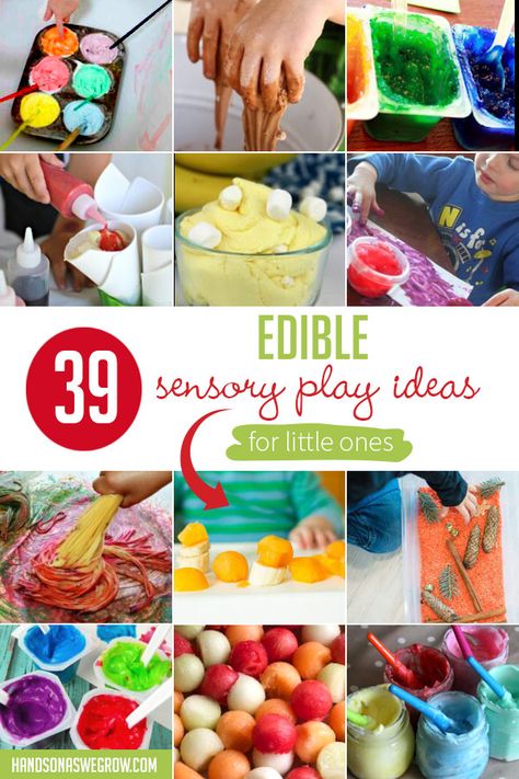 The perfect master list of everything my baby can play with and eat, too! Saving this for later! #sensoryplay #playfood #ediblefingerpaint Edible Sensory, Edible Sensory Play, Messy Play Activities, Sensory Play Ideas, Feeding Therapy, Infant Sensory Activities, Sensory Ideas, Food Play, Sensory Activities Toddlers