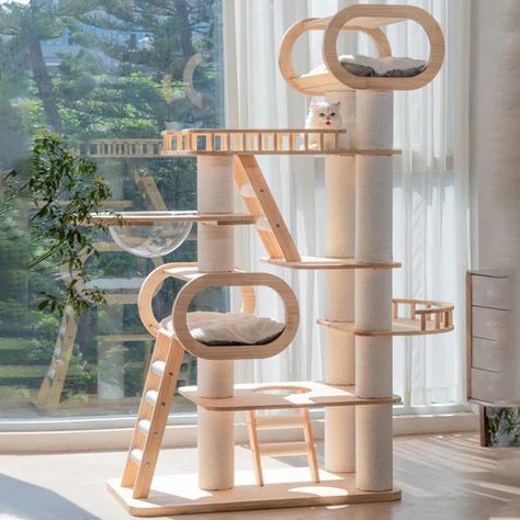 76.7 H  Large Solid Wood Cat Tree Multi-Level Tall Cat Tower Cat Tree for Indoor Cats Large Adult Wood Cat Tree, Indoor Cats, Wood Cat, Wooden Tree, Cat Tower, Cat Tree, 7 H, X 23, Feline