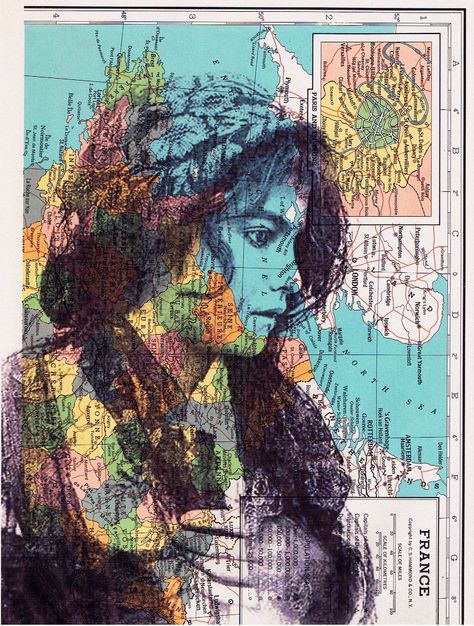 collage art on old maps | JACKIE BASSETT COLLAGE ART: Collage Art Identity Portrait, Surroundings Art, Kollage Konst, Collage Backgrounds, Backgrounds Photography, Collage Photography, Higher Art, Exhibition Ideas, Gcse Art Sketchbook