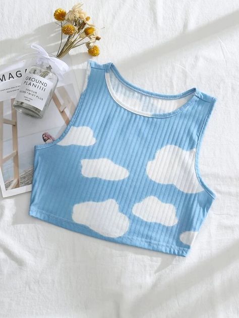 Cloud Pattern, Women Tank Tops, Cute Crop Tops, Cute Comfy Outfits, Top Tank, Simple Trendy Outfits, Sweet Dress, Really Cute Outfits, Teenage Fashion Outfits