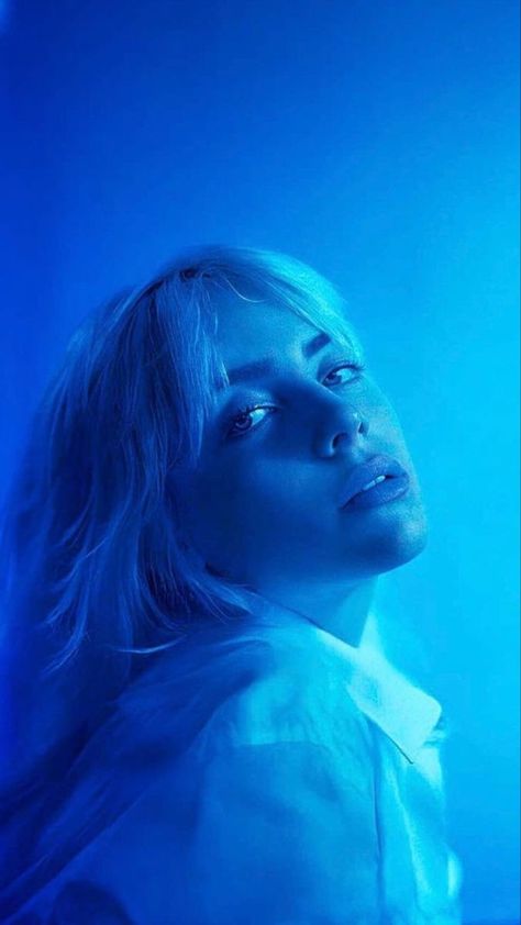 Blue Billie Eilish Aesthetic, Blue Billie Eilish, Billie Eilish Aesthetic, Billie Eilish Wallpaper, Beanie Black, Music Images, Cuffed Beanie, Green Logo, Six Feet Under