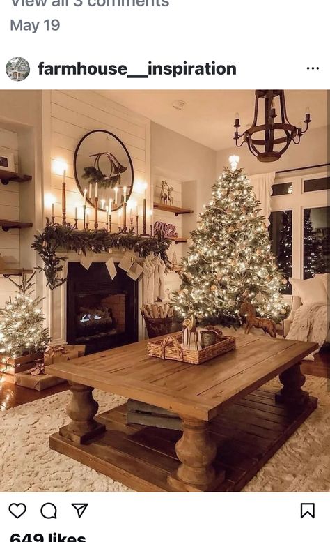 Winter Decor Ideas For The Home, She Holds Dearly, Christmas Mantel Decorations, Farmhouse Holiday, Christmas Interiors, Christmas Decorations Living Room, Farmhouse Living Room, Christmas Mantle, White Christmas Decor