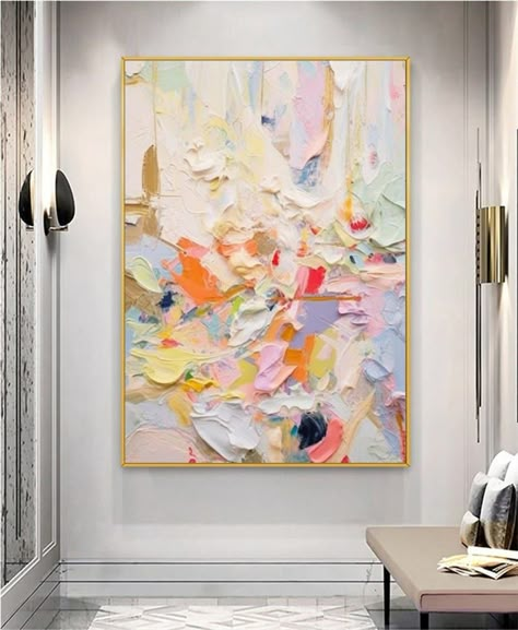 Large Colorful Abstract Painting Textured Abstract Painting Colorful Knife Painting Hand-painted Abstract Art Large Canvas Art Modern Art - Etsy Textured Canvas Art Colorful, Painting For Living Room On Canvas, Vintage Abstract Art, Pastel Abstract Painting, 3d Texture Painting, Textured Abstract Painting, Abstract Art Large, Canvas Art Modern, Abstract Art Images