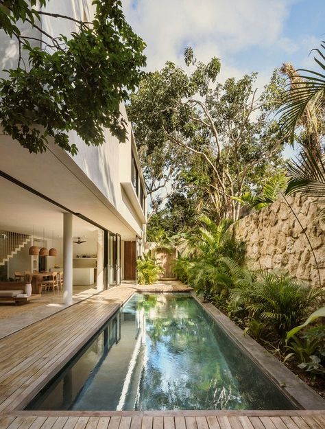 A vacation home in Tulum that merges with nature | Architectural Digest India Wooden Terrace, Mexico Design, Style Deco, Tulum Mexico, Great House, House Goals, Pool Designs, Architectural Digest, Living Design