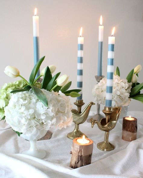 DIY Painted Taper Candles - Tonality Designs Diy Painting Candles, Candle Stick Decor Ideas, Diy Taper Candles, Painted Taper Candles, Ombre Candle, Pretty Candle Holders, Diy Candle Sticks, Flameless Taper Candles, Painted Candlesticks