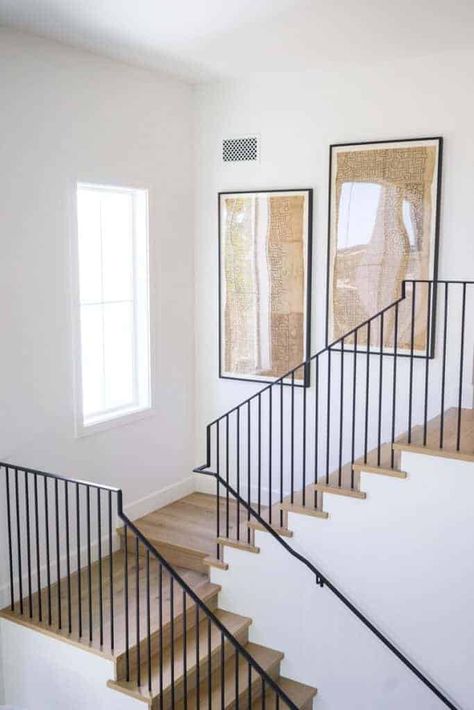 Stained Staircase, Mindy Gayer Design, White Staircase, Open Trap, Iron Stair Railing, Staircase Wall, Newport Coast, Wood Staircase, Lan Can