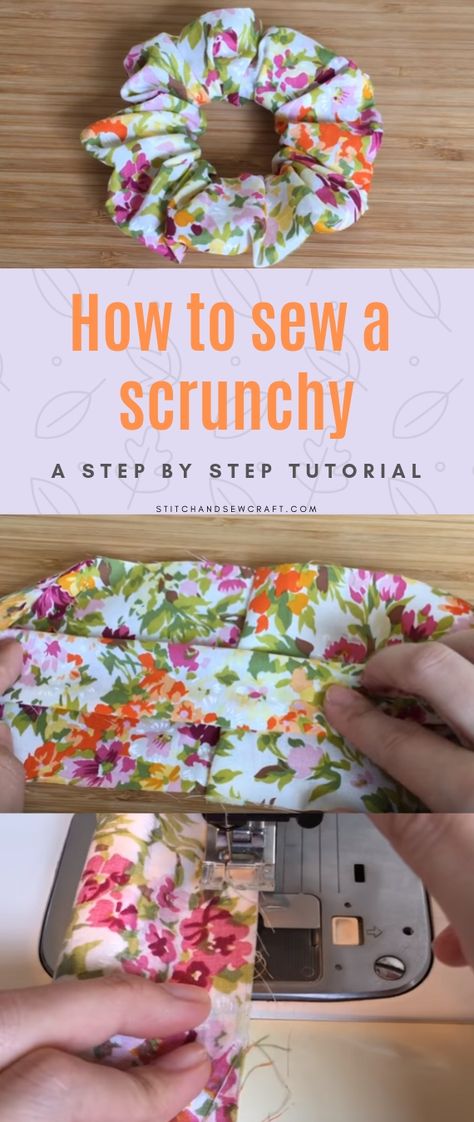 How to sew a scrunchy - With basic sewing machine skills, you can follow the step by step instructions provided here and sew your own scrunchies! stitchandsewcraft.com #stitchandsewcraft #freesewing #scrunchy #freesewingtutorial Syprosjekter For Nybegynnere, Fat Quarter Projects, Sew Projects, Beginner Sewing Projects Easy, Leftover Fabric, Bags Tutorial, Sewing Projects For Beginners, Sewing Skills, Easy Sewing Projects