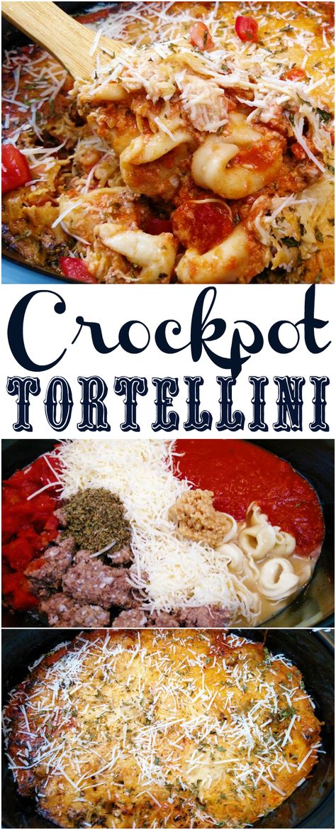 Easy Crockpot Tortellini, Crockpot Tortellini Recipes, Tortellini Crockpot, Crockpot Potluck, Crockpot Tortellini, Tortellini Casserole, Crock Pot Tortellini, Slow Cooker Kitchen, Casserole Crockpot