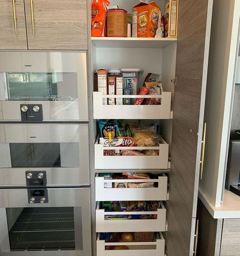 Kitchen Food Storage Ideas No Pantry, Pantry Pull Out Shelves, Pantry Pull Out Drawers, Pull Out Pantry Shelves, Storage Ideas Pantry, Shelving Pantry, Pantry Cabinet Ideas, Small Pantry Ideas, Organize A Small Pantry