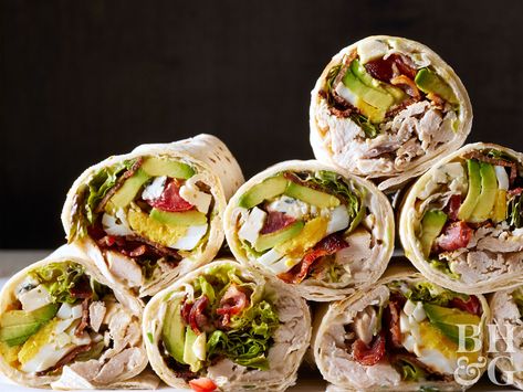 Chicken Cobb Wraps Rotisserie Chicken Salad, Chicken Wrap Recipes, Lunch Wraps, Veggie Wraps, Salad Wraps, Make Ahead Lunches, Simple Sandwiches, Make Ahead Meals, Yummy Lunches