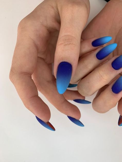 Matted Nails, Summer Nails 2024, Bright Nail Designs, Almond Acrylic Nails, Bright Nails, Blue Nail, Short Nail Designs, Nails 2024, Yellow Nails