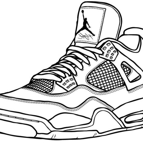 Sneaker Coloring Pages Free Printable, Sneaker Coloring Page, Nike Shoes Coloring Pages, Nike Coloring Pages, Jordan Coloring Pages, Nike Drawing, Styrofoam Art, Sneakers Illustration, Sneakers Drawing