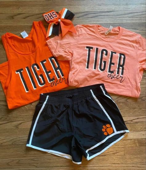 Cheerleading Team Shirts Design, High School Cheer Tshirts Design, Cheer Team Apparel, Pep Squad Shirts, Cheer Team Practice Wear, Cheer Spirit Wear Shirt Ideas, Cheer Team Shirts Ideas, Cheer Practice Shirts Design, Cheer Practice Wear Ideas