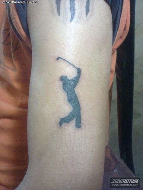 Keeping it simple with a stroke Golf Tattoo Ideas For Men, Golf Tattoo, Baseball Tattoos, Golf Crafts, Club Tattoo, Tribute Tattoos, Hand Tattoo, Palm Tree Tattoo, Beach Tattoo