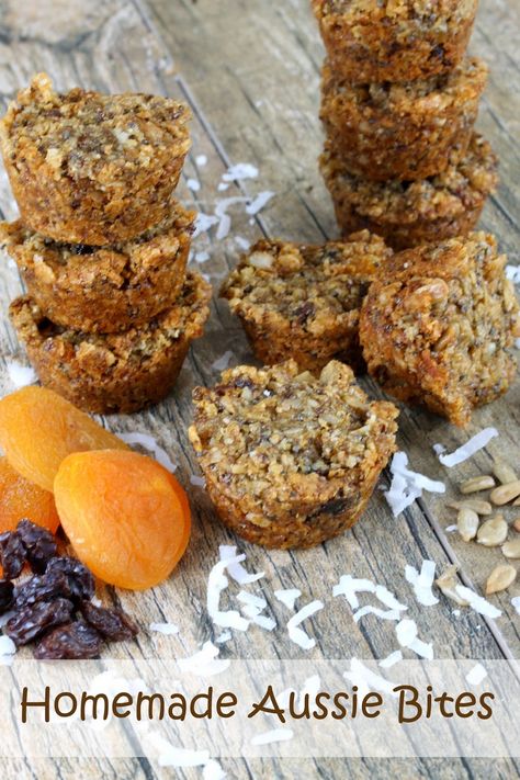 Aussie Bites, Dried Apricots, Gluten Free Breakfasts, Healthy Treats, Muffin Recipes, Copycat Recipes, Healthy Desserts, Appetizer Snacks, Breakfast Brunch