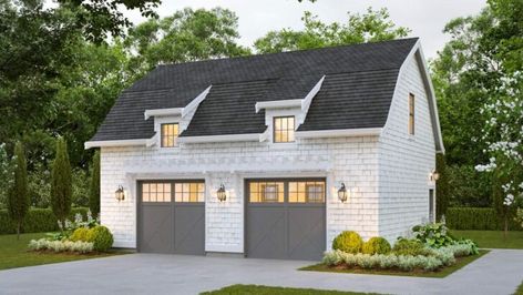 2-Story 3-Bedroom Modern Farmhouse With Unique Angled Garage (Floor Plan) Detached Garage Designs, Plan Garage, Garage Guest House, Shake Siding, Barn Garage, Garage Apartments, Garage Plan, Woman Cave, Flexible Space