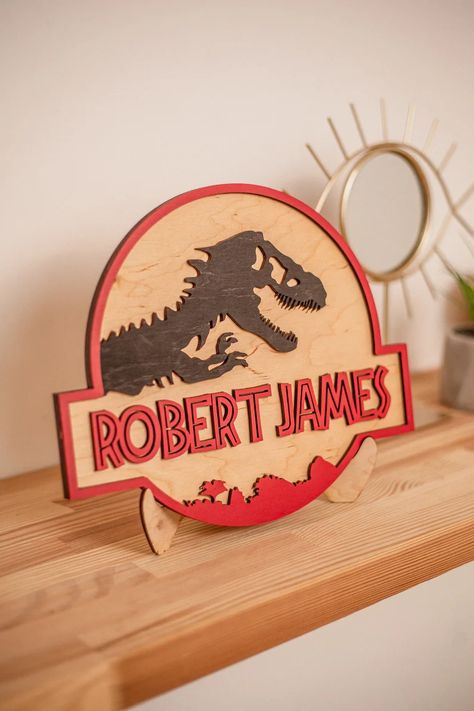 Dinosaur Theme Name Sign Jurassic Period Nursery Name Sign - Etsy India Cnc Signs, Dinosaur Nursery Decor, Jurassic Period, Bright Gifts, Nursery Name Sign, Wood Name Sign, Wood Projects That Sell, Wood Names, Dinosaur Nursery