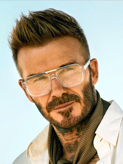 David Beckham Beard, David Beckham Tattoos, Cool Glasses For Men, David Beckham Style Outfits, Stylish Glasses For Men, David Beckham Hairstyle, Mens Haircuts Straight Hair, David Beckham Style, Hair Today Gone Tomorrow