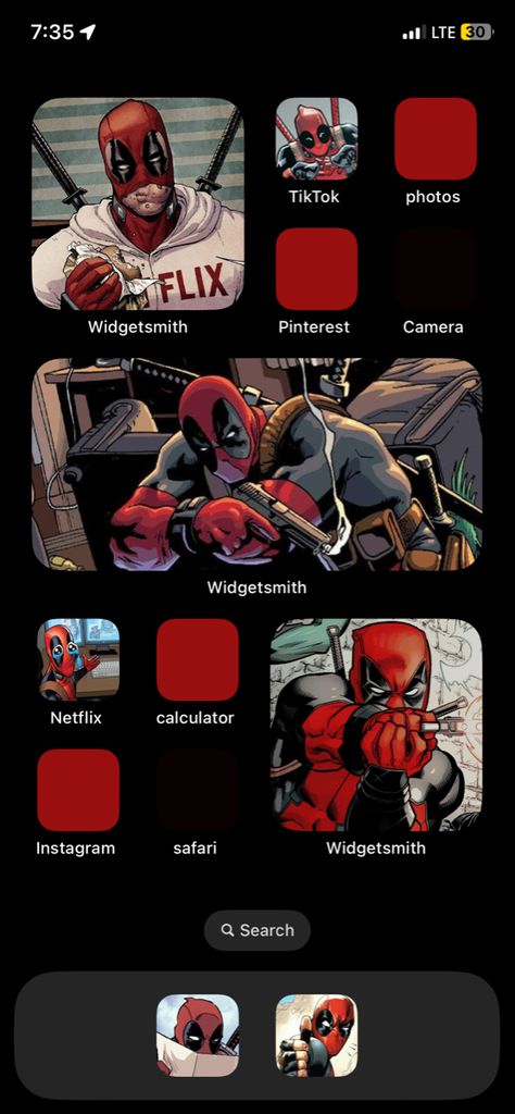 Side Widget Ideas, Deadpool Phone Theme, Deadpool Homescreen, Marvel Phone Theme, Deadpool Wallpaper Aesthetic, Deadpool Wallpaper Iphone, Basketball Diaries, Iphone Layouts, Marvel Girl