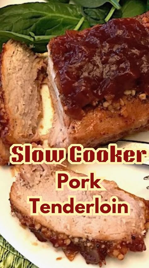 Delight your taste buds with this mouthwatering slow cooker pork tenderloin recipe! Perfectly seasoned and cooked to tender perfection, it's an easy, flavorful dish that's ideal for any occasion. Get ready for a stress-free, delicious meal! #Recipe #SlowCooker Easy Pork Tenderloin Recipes Crockpot, Recipes Using Pork Tenderloin, How To Cook Tenderloin, Pork Loin Recipes Slow Cooker, Pork Tenderloin Crock Pot Recipes, Tenderloin Recipes Crockpot, Pork Loin Crock Pot Recipes, Easy Pork Tenderloin Recipes, Recipes Using Pork