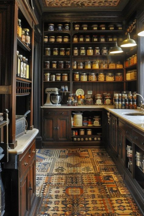 14 Victorian Kitchen Interior Ideas You Have To See! - My Decor Inspo Victorian Butlers Pantry, 1920 Interior Design Style 1920s Kitchen, 1800 Interior Design, Victorian Cafe Interiors, Victorian Country House Interiors, Victorian Houses Interior, 1890 Kitchen, Victorian Kitchen Aesthetic, Victorian Pantry