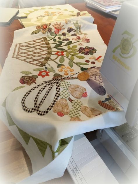 Every Stitch: Posies and Plaid - lots of pictures to finish this one off Hand Applique Quilt Patterns, Quilt Borders Ideas Simple, Sunshine After Rain, Big Stitch Quilting, Quilt Applique, Applique Quilt Patterns, Flower Quilts, Quilt Border, Basket Quilt