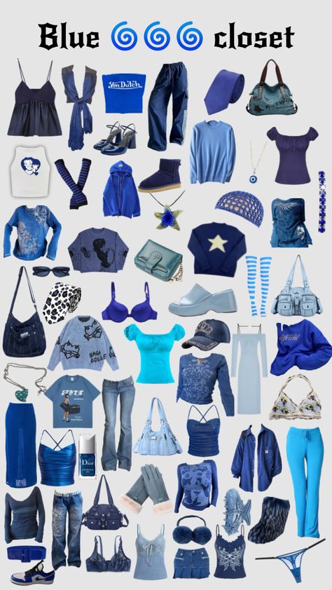 Dark Blue Concert Outfit, Blue Grunge Aesthetic Outfit, Blue Goth Aesthetic Outfits, Royal Blue Aesthetic Outfit, Blue Concert Outfit Ideas, Sharkcore Outfits, Y2k Blue Outfit, Blue Grunge Outfit, Y2k Fashion Blue