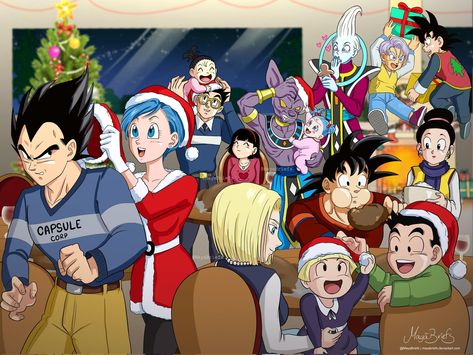 Dragon Ball Z Christmas Tree, Christmas Dragon Ball, Dragon Ball Christmas, Grey Pixie Hair, Haircuts Long, Christmas Dragon, Anime Vs Cartoon, Anime Christmas, Merry Christmas Images