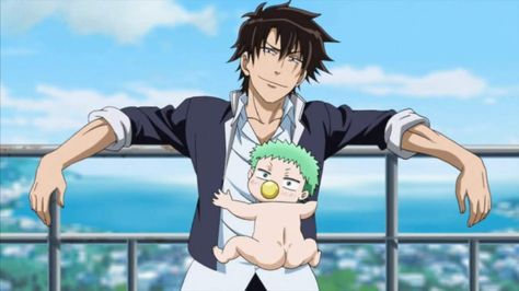 This is by far my favorite image of Oga and Baby Beel. Oga looks especially cool. Baby Beel Beelzebub Icon, Beelzebub Manga, Beelzebub Anime, Demon Baby, Anime Recommendations, Kawaii Aesthetic, My Favorite Image, Anime Movies, Fc Barcelona