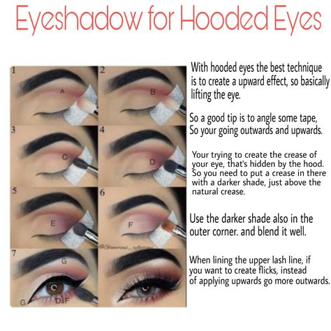 Hooded Eye Makeup Step By Step, Quick Easy Eye Makeup, Makeup For Hooded Green Eyes, How To Apply Eyeshadow Hooded Eyes, Hooded Eye Makeup Tutorial, Apply Eyeshadow, Beginners Eye Makeup, Eye Makeup Techniques, Homecoming Makeup Black