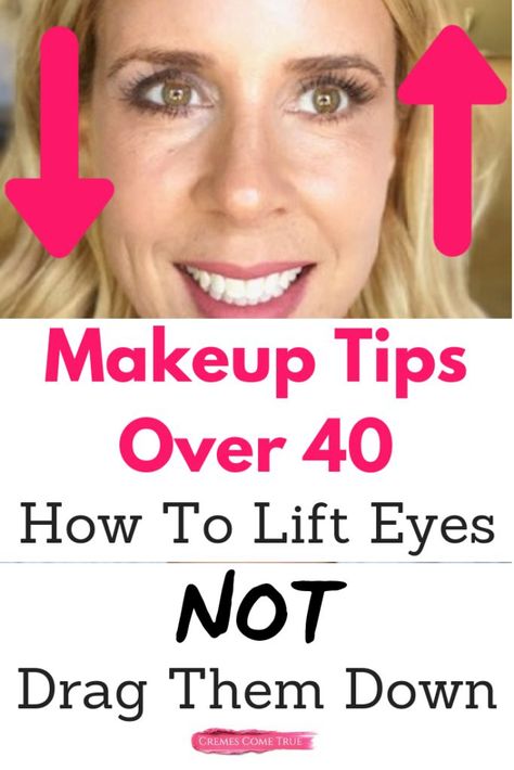 Is your makeup making you look older?  Dragging down your look?  Here's a 3-minute video with my top tips for giving your eyes a lift.  #makeuptutorial #beautytips #over40 Lift Eyes, Dry Eyes Causes, Makeup Over 40, Hooded Eye Makeup, Eyes Problems, Top Makeup Products, Do's And Don'ts, Hooded Eyes, Eye Makeup Tips