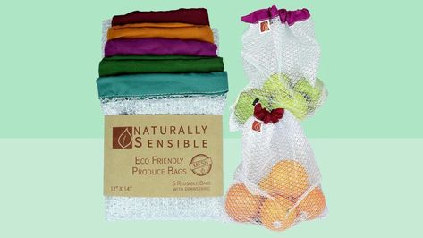 These Reusable Bags Will Keep Your Produce Fresher for Longer | Better Homes & Gardens Best Reusable Grocery Bags, Small Farms, Reusable Produce Bags, Grocery Bags, Produce Bags, Green Blue Purple, Plastic Items, Small Farm, Reusable Shopping Bags