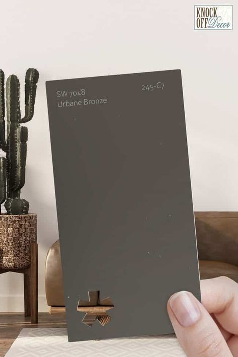 Sw Carbonized Paint, Urbane Bronze Sherwin Williams Office, Sw Urbane Bronze Coordinating Colors, Urban Bronze Vs Iron Ore, Urban Bronze Exterior House, Sherwin Williams Brown, Country Basement, Brown Grey Paint Color, Sherwin Williams Urbane Bronze