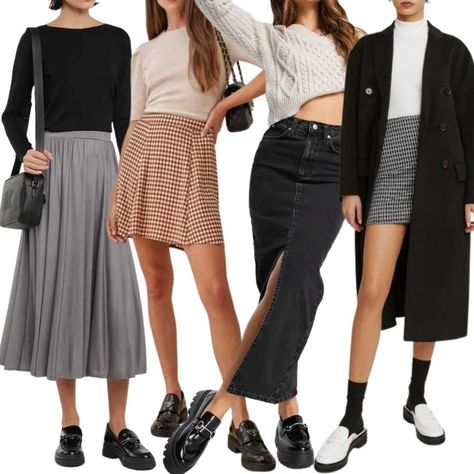 How to Wear Loafers Outfits - A Woman's Guide on what to wear with loafers Jeans With Black Loafers Women, Loafers For Women Outfit Curvy, What To Wear With Platform Loafers, Ways To Style Loafers, Styling Loafers With Dresses, How To Style Loafers Women Dress, Loafers With Midi Skirt, Chunky Loafer Dress Outfit, Black Loafer Outfits Women Summer