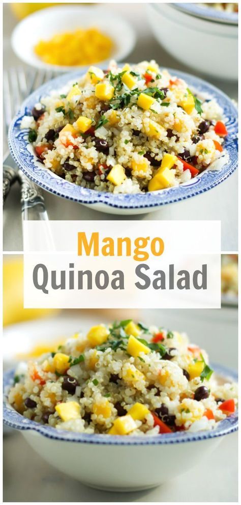 Mango Quinoa Salad Recipe - This vibrant spring mango quinoa salad is filled with colours and textures. It is an easy healthy dish that it is  equally delicious served warm or chilled. primaverakitchen.com Mango Quinoa Salad, Mango Quinoa, Quinoa Salad Recipe, Avocado Quinoa, Mango Avocado, Quinoa Salad Recipes, Mango Salad, Mango Recipes, Quinoa Recipes