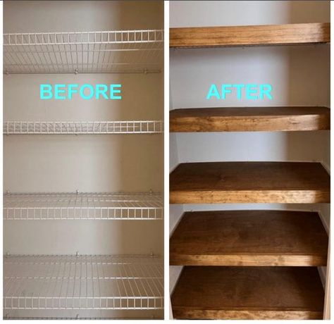 Shelving For Pantry, Wire Shelf Cover, Wire Shelf Covers, Hallway Shelving, Wooden Pantry, Sofa Makeover, Shelf Cover, Pantry Remodel, Wire Shelf