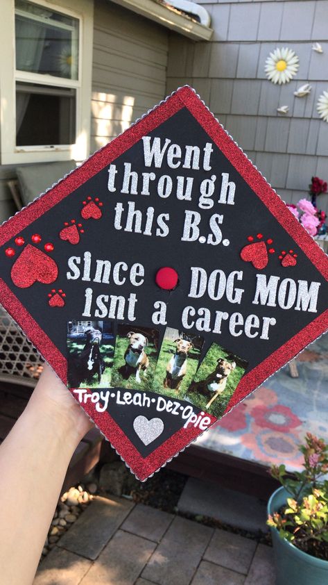 Future Vet Graduation Cap, Vet Cap Decoration Graduation, Future Veterinarian Graduation Cap, Dog Graduation Cap Ideas, Graduation Cap Designs Dog Mom, Dog Graduation Cap, Graduation Cap Decoration Diy, Graduation Design, College Graduation Cap Decoration