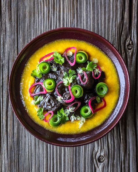 Ceviche Negro with Pineapple Habanero Sauce, Cucumber, Pickled Shallot, Avocado – Primal Wellness Alpastor Recipe, Pineapple Habanero Sauce, Cucumber Pickled, Onion Flowers, Spicy Pineapple, Pickled Shallots, Pineapple Sauce, Habanero Sauce, Cucumber Slices