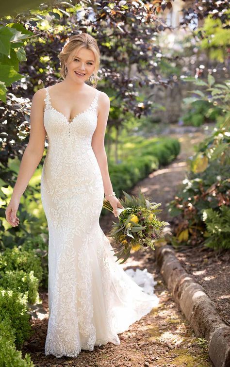 Lace Fit and Flare with Peek-a-Boo Cutout Back - Auckland Wedding, Ivory Gown, Beach Garden, Flare Gown, Essense Of Australia, Australia Wedding, Beach Bride, Wedding Dress Pictures, Lace Straps