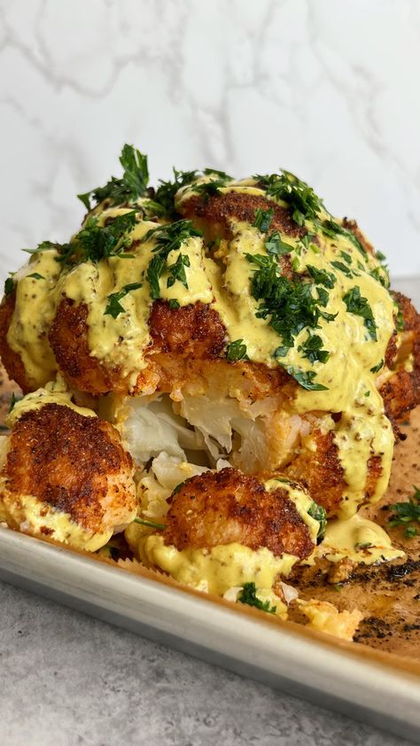 Something Nutritious Blog, Cauliflower Tahini Recipes, Roasted Cauliflower With Pecans Feta And Dates, Tumeric Cauliflower Recipes, Roasted Cauliflower With Tahini Sauce, Yellow Cauliflower Recipes, Whole Head Cauliflower Recipes, Something Nutritious, Tahini Recipe Dinners