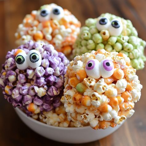 👹🍿 Get in the Halloween spirit with these spooky Monster Mash Popcorn Balls! A fun treat for all ages. #HalloweenTreats Monster Mash Popcorn Balls Ingredients: - 8 cups popped popcorn - 1 cup candy corn - 1 cup mini marshmallows - 1/4 cup unsalted butter - 1/2 cup light corn syrup - 1/2 cup granulated sugar - 1/4 tsp salt - Green and purple food coloring - Candy eyeballs Instructions: 1. In a large bowl, mix popcorn and candy corn. Set aside. 2. In a saucepan, melt butter, corn syrup, suga... Butter Corn, Cozy Fall Recipes, Purple Food Coloring, Candy Eyeballs, Popcorn Balls, Purple Food, Pop Popcorn, Festive Drinks, Monster Mash