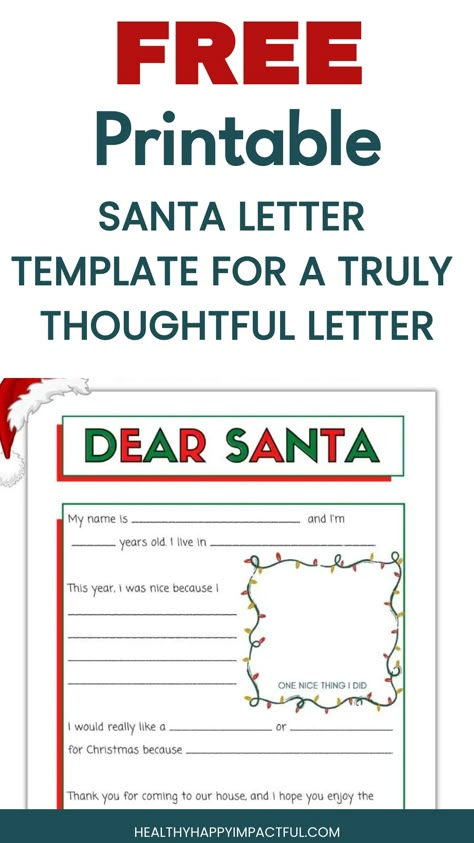 Free printable Santa letter template with prompts for personal details and gift requests, festive border. Printable Letter To Santa Template, Letter For Santa Free Printable, Free Letter To Santa Printable, Letters To Santa Free Printable, Free Santa Letter Printable, Santa Letters To Kids Free Printable, Dear Santa Letter Printable Free, Letter From Santa To Kids Free Printable, Santa Letter Template Free Printable