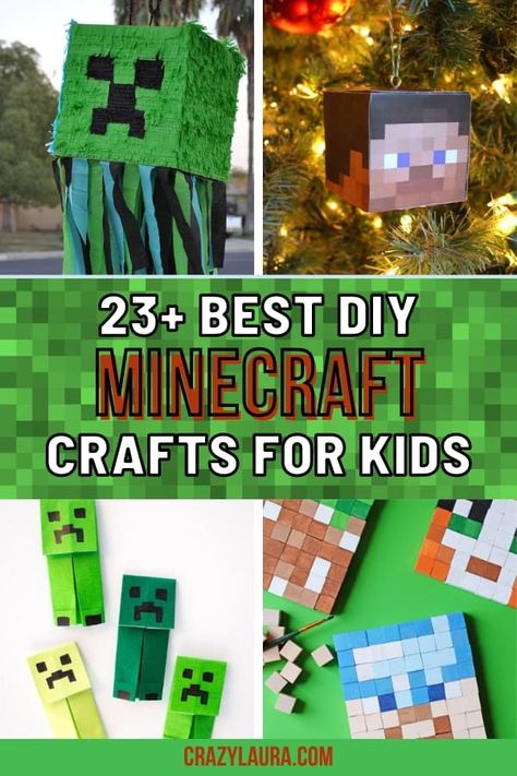 List of the Best DIY Minecraft Arts & Crafts #Minecraft #Crafts #Kids Diy Minecraft Gifts, Minecraft Crafts For Kids, Minecraft Party Activities, Diy Minecraft Decorations, Minecraft Activities, Minecraft Diy Crafts, Minecraft Decor, Minecraft Diy, Crafts Cardboard