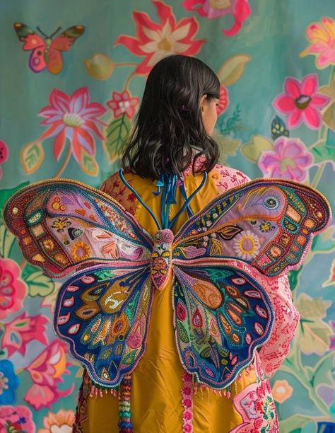 edenstudio42 Butterfly Costume Ideas, Beautiful Insects, Wearable Art Clothing, A Rat, Poses References, Soft Sculpture, Butterfly Wings, Textile Art, Diy Fashion