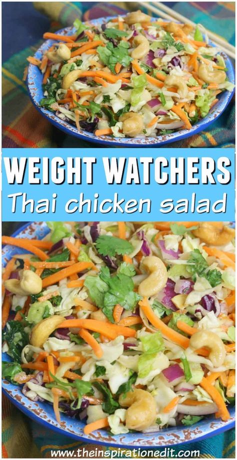 Weight Watchers Salad, Thai Salad Recipes, Weight Watchers Lunches, Weight Watchers Plan, Thai Chicken Salad, Weight Watchers Meal Plans, Tasty Thai, Thai Salads, Weight Watchers Recipes Desserts