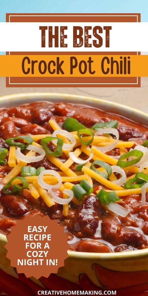 Savor the taste of homemade goodness with our easy Crock Pot Chili recipe!  This flavorful chili is loaded with ground beef, beans, and spices, making it the perfect dish for chilly nights or game day gatherings. Simply throw everything in the slow cooker and let it simmer to perfection while you relax. Chili Beans Recipe Crock Pot, Crock Pot Chili Easy, Chilli Recipe Slow Cooker, Chili Beans Crockpot, Chilli Recipe Crockpot, Easy Crock Pot Chili, Best Slow Cooker Chili, Ground Beef Beans, Easy Chili Recipe Crockpot