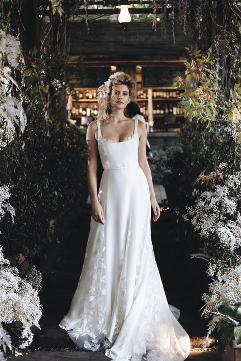 Adorn Bridal Nashville, Simple Wedding Dress Small Bust, Summer Wedding Dress For Bride Simple, Sienne Alexandra Grecco, Alexandra Grecco Sienne, Alexander Grecco Bridal, French Country Wedding Dress, Flat Chested Wedding Dress, Chic A-line Wedding Dress