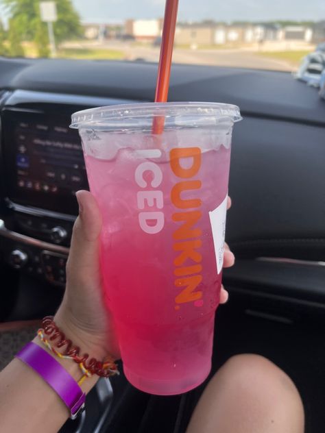 Dunkin Refresher Aesthetic, Dunkin Astethic, Strawberry Refresher Dunkin, Dunkin Refreshers, Dragonfruit Lemonade, Lemonade Refresher, Strawberry Refresher, Dunkin Drinks, Dragon Fruit Lemonade