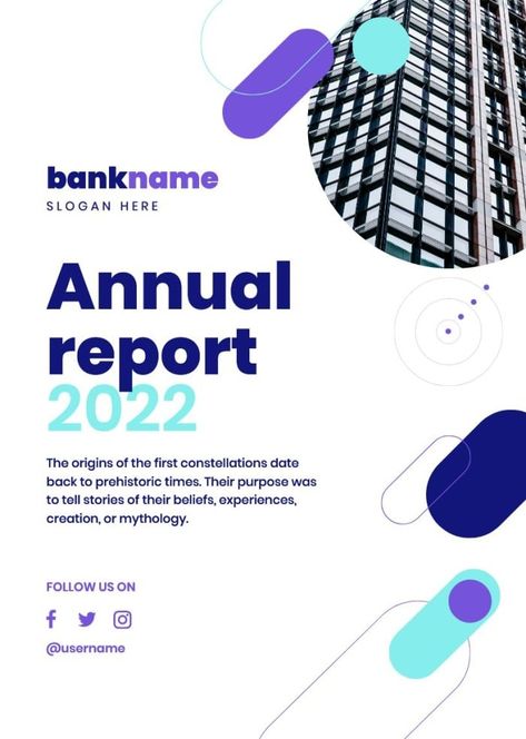 Geometric Simple Bank And Finance Annual Report Poster Annual Report Design, Report Design, Poster Layout, Brand Kit, Home Poster, Annual Report, Something Unique, Poster Template, Create Something