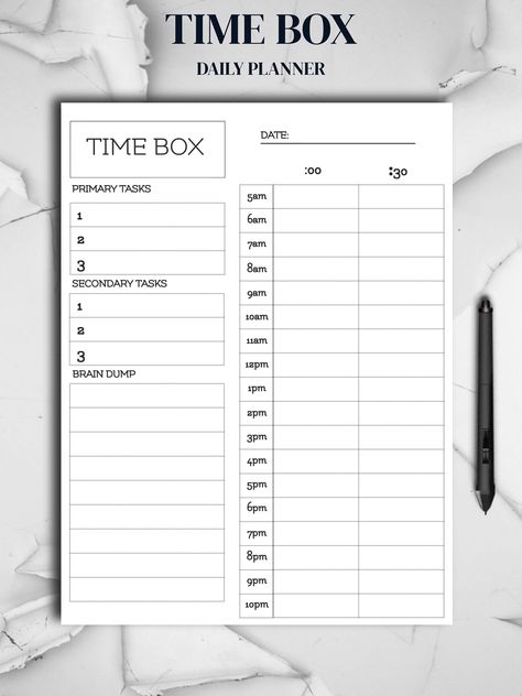 Day Organizer Time Management, The Time Box Planner, Time Boxing Planner Printable, Time Boxing Template, Timeboxing Template, Timeboxing Planner, Covey Weekly Planner, Time Boxing Planner, Pagan Planner